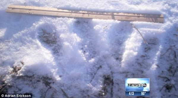 雪地中发现的大脚印