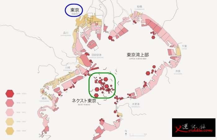 Next Tokyo（绿圈）的位置，与东京（蓝圈）相距不远。