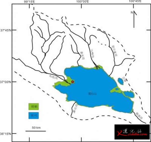 利用ArcGIS 得到的明朝时期青海湖湖面轮廓图
