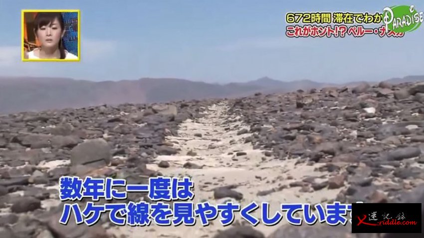 日本女摄制组在秘鲁纳斯卡巨型线条图上行走