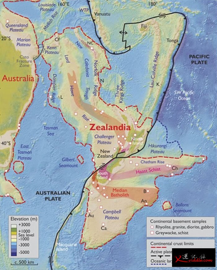 澳大利亚东部发现世界第八洲Zealandia：面积490万平方公里 8500万年前沉入海中