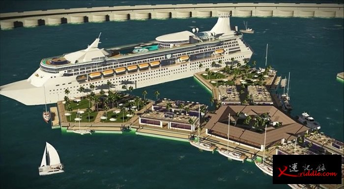 邮轮可泊入海上城市之内。
