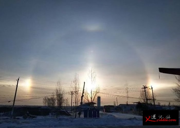 幻日！黑龙江省虎林市早上出现三个太阳奇特现象