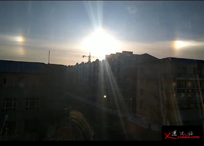 幻日！黑龙江省虎林市早上出现三个太阳奇特现象