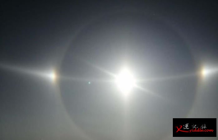 2月14日情人节内蒙古现幻日奇观 天上有“5个太阳”