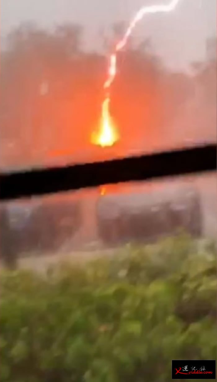 罕见“正极闪电”！美国佛罗里达州大雷雨中“火红巨蜈蚣”从天而降