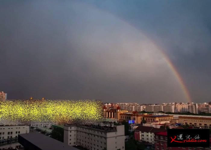 北京部分地区大雨过后出现同心双彩虹景观