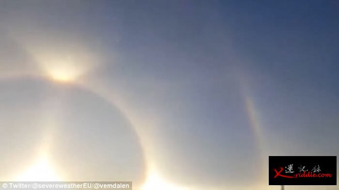 日晕：瑞典拍到天空同时出现4个太阳奇景