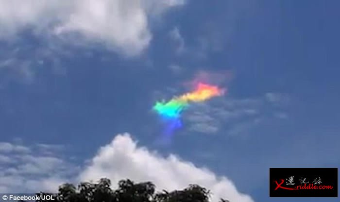 巴西天空惊现“七彩祥云”
