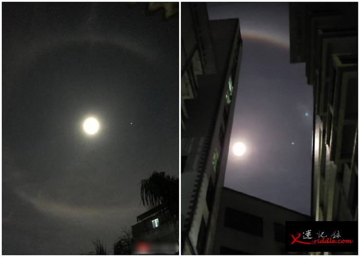 深圳市民拍下的“彩虹月”奇观。
