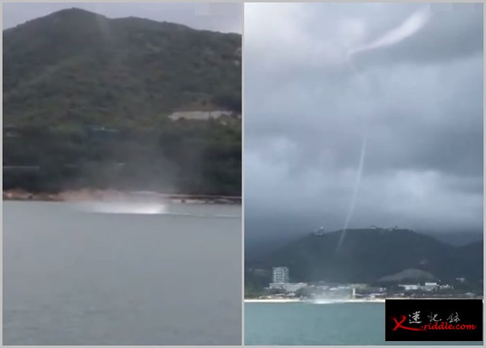 周二在小梅沙海面出现持续约5分钟的“水龙卷”现象。