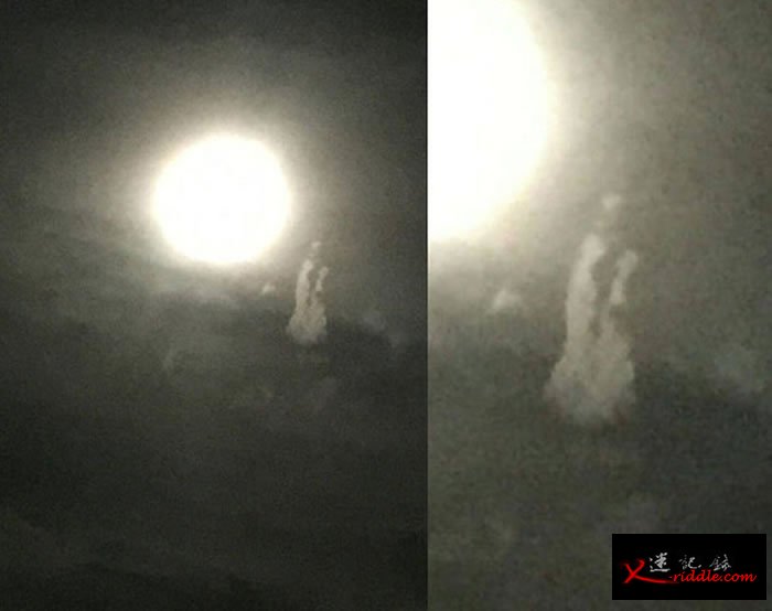 台湾云林台西夜空月亮旁出现“观音显灵”？