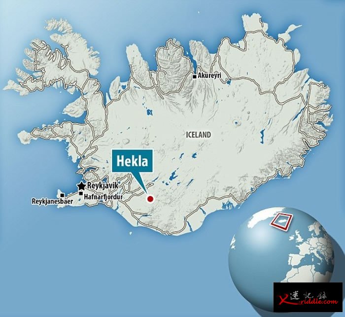 海克拉火山位置图。